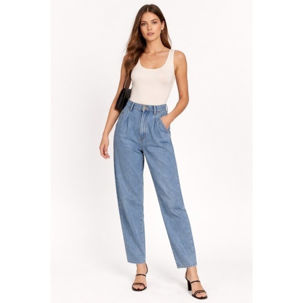 Vintage 80s Lizwear Liz Claiborne Pleated High Waist Denim Jeans Petite Size 8